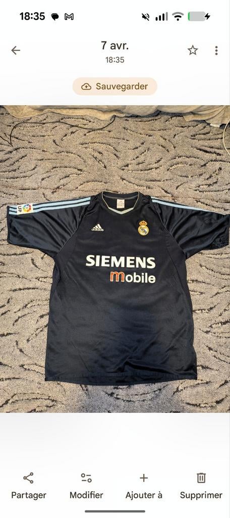 Maillot du Real vintage Raul, Taille L, Enlèvement ou Envoi, Utilisé, Maillot