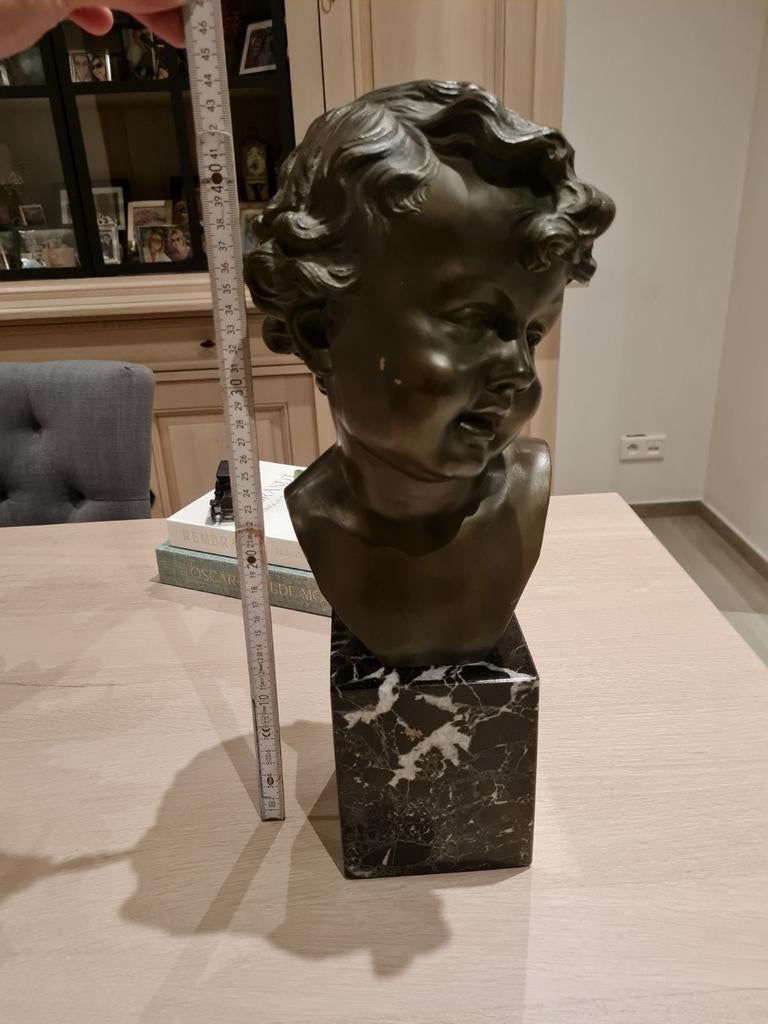 mooi bronzen beeld. hoofd van kind. 45cm, Antiek en Kunst, Ophalen, Brons
