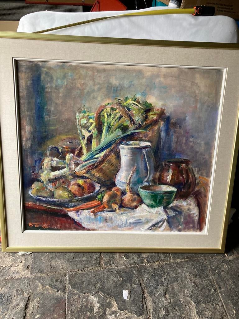 Kleurrijk schilderij op doek  groenten en fruit, Antiek en Kunst, Ophalen