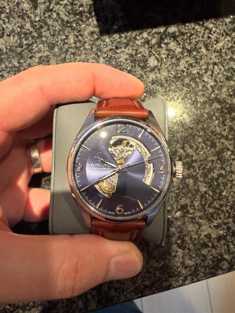 Hamilton Jazz Open Heart Automatische Horloge, Montre-bracelet, Autres marques, Enlèvement ou Envoi, Cuir