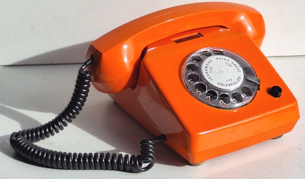 Joli ancien téléphone orange vintage allemand, Enlèvement ou Envoi
