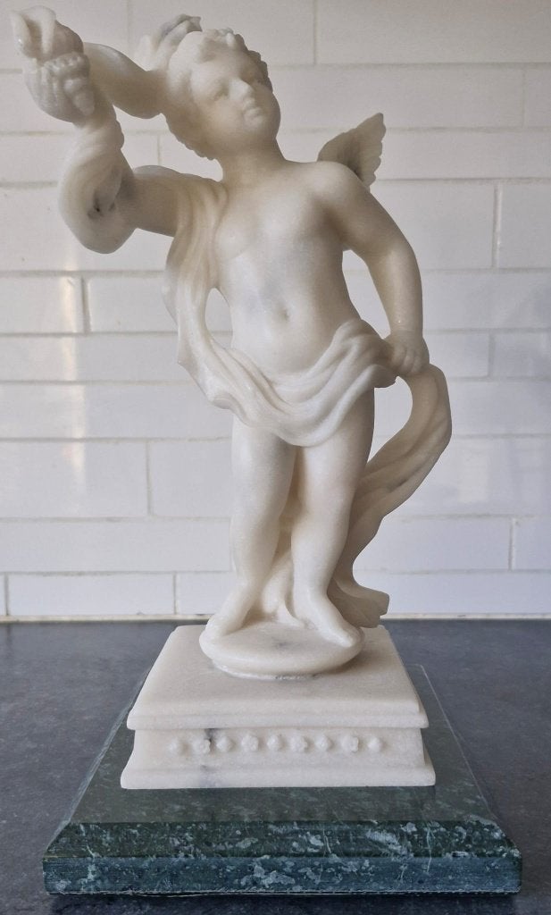 Wit composiet marmeren cupido (engel), Antiek en Kunst, Ophalen