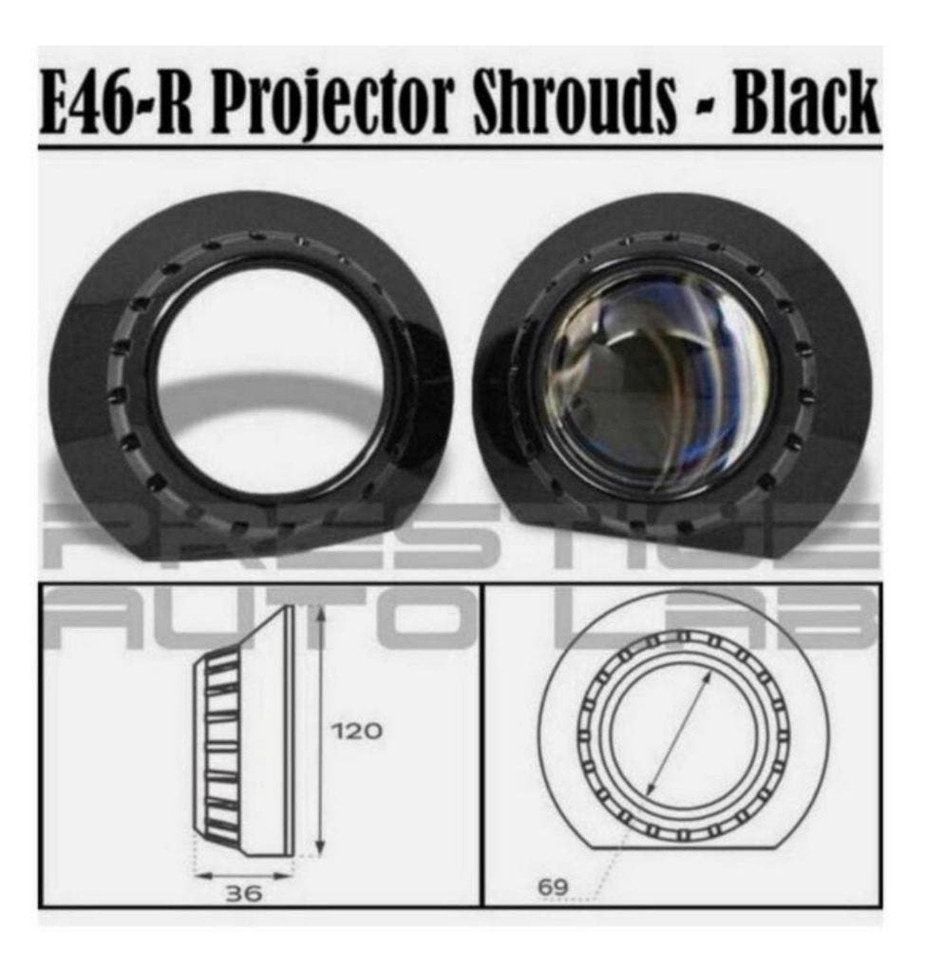 2 projecteurs à objectif xénon E46-R noirs de 2,5 3” BMW E46, Enlèvement ou Envoi, Neuf, BMW