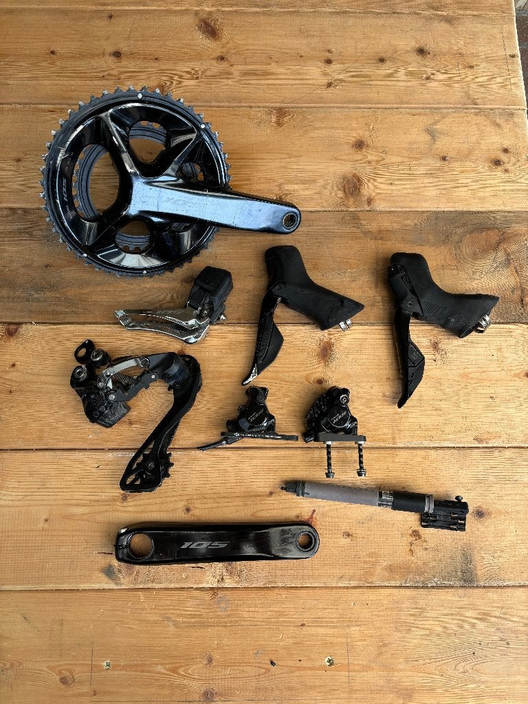 shimano 105 di2 groep, Fietsen en Brommers, Fietsonderdelen, Ophalen, Gebruikt, Derailleur of Ketting, Aluminium