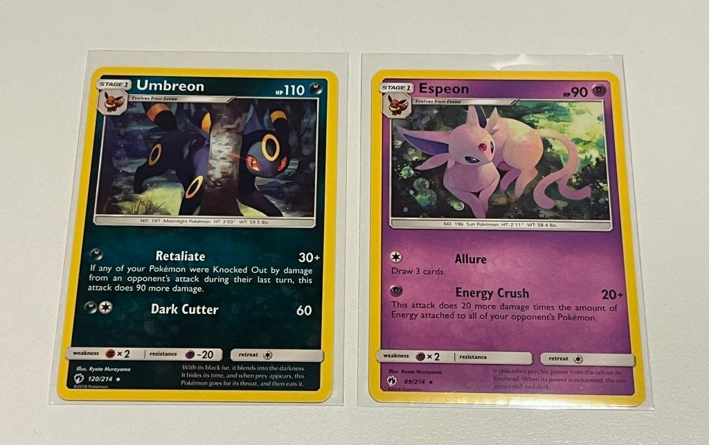 Umbreon 120/214 en Espeon 89/214 - Lost Thunder, Ophalen, Zo goed als nieuw, Meerdere kaarten