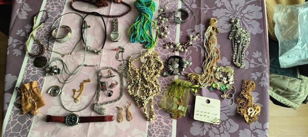 Setje van verschillende sieraden (ringen, kettingen, enz...), Handtassen en Accessoires, Kettingen, Ophalen of Verzenden, Gebruikt
