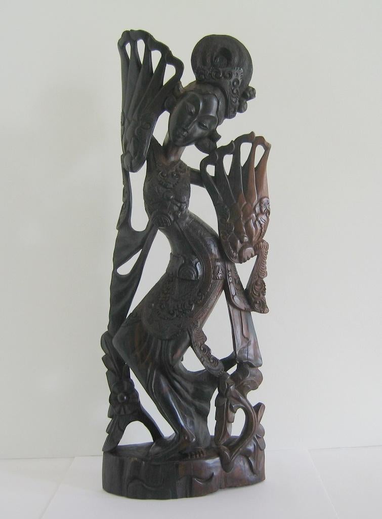 Ebbenhouten beeld - vrouw uit Bali  -  4040, Antiek en Kunst, Ophalen