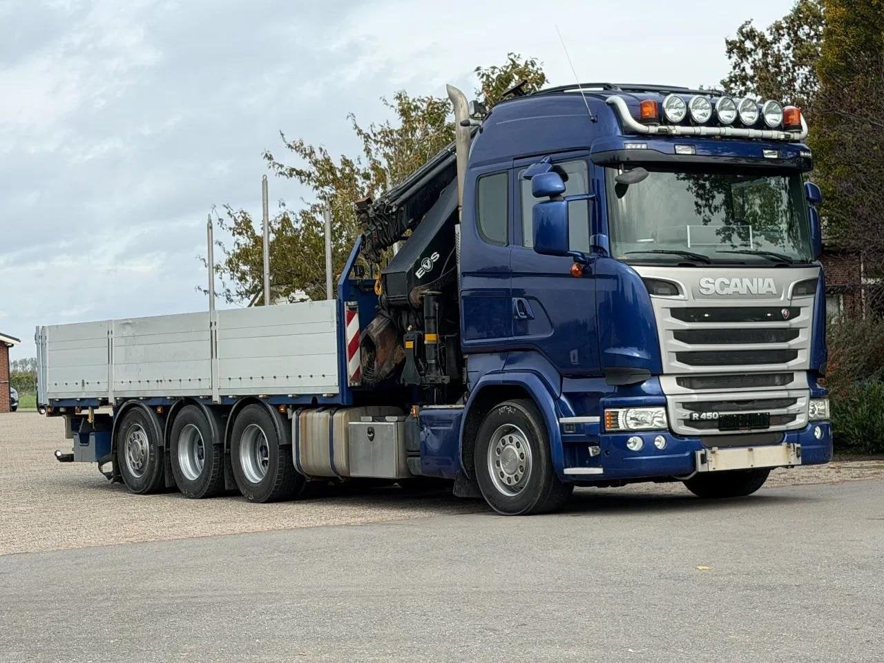 Scania R450 8X4 TRIPLE !EURO6! 50TM/JIB/!TOP!ROOF/DACH/MONTA, Auto's, Vrachtwagens, Automaat, Scania, Blauw, Leder