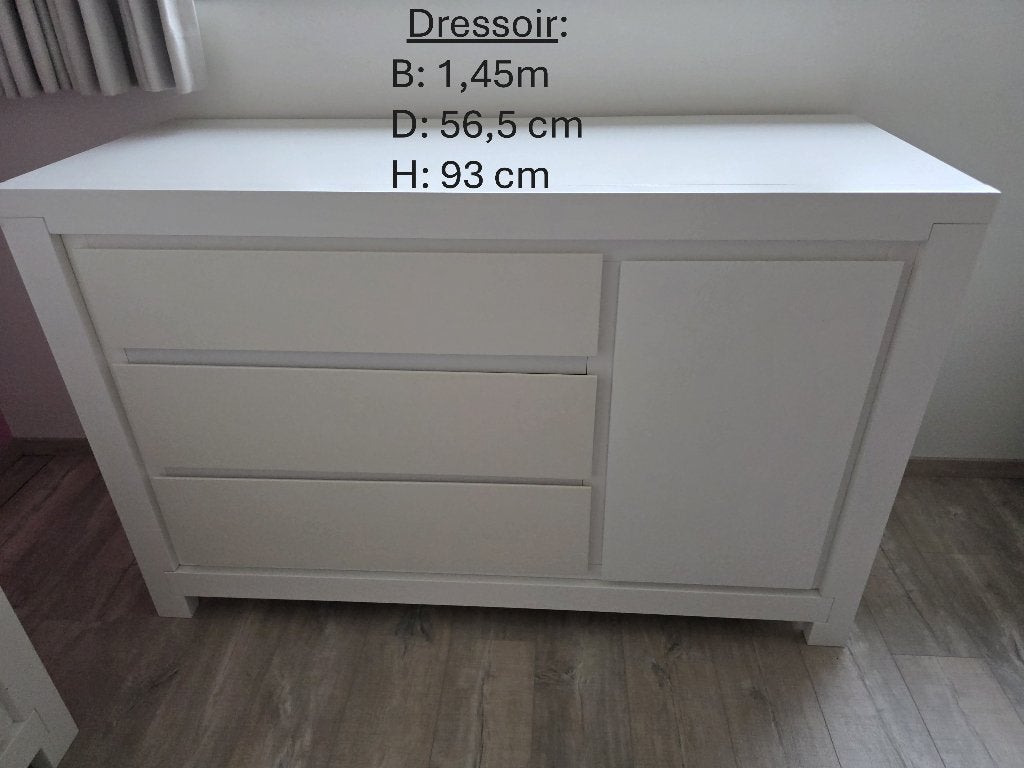 Dressoir - Mat Wit (Malibu), 100 à 150 cm, Enlèvement, Utilisé, Avec tiroir(s)