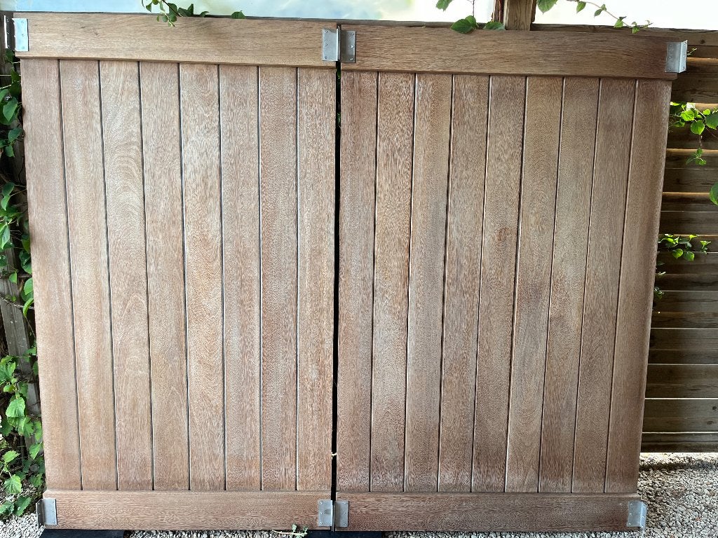 Afrormosia tuinschermen, Jardin & Terrasse, Écrans de jardin, Comme neuf, 100 à 150 cm, Bois, 150 à 200 cm