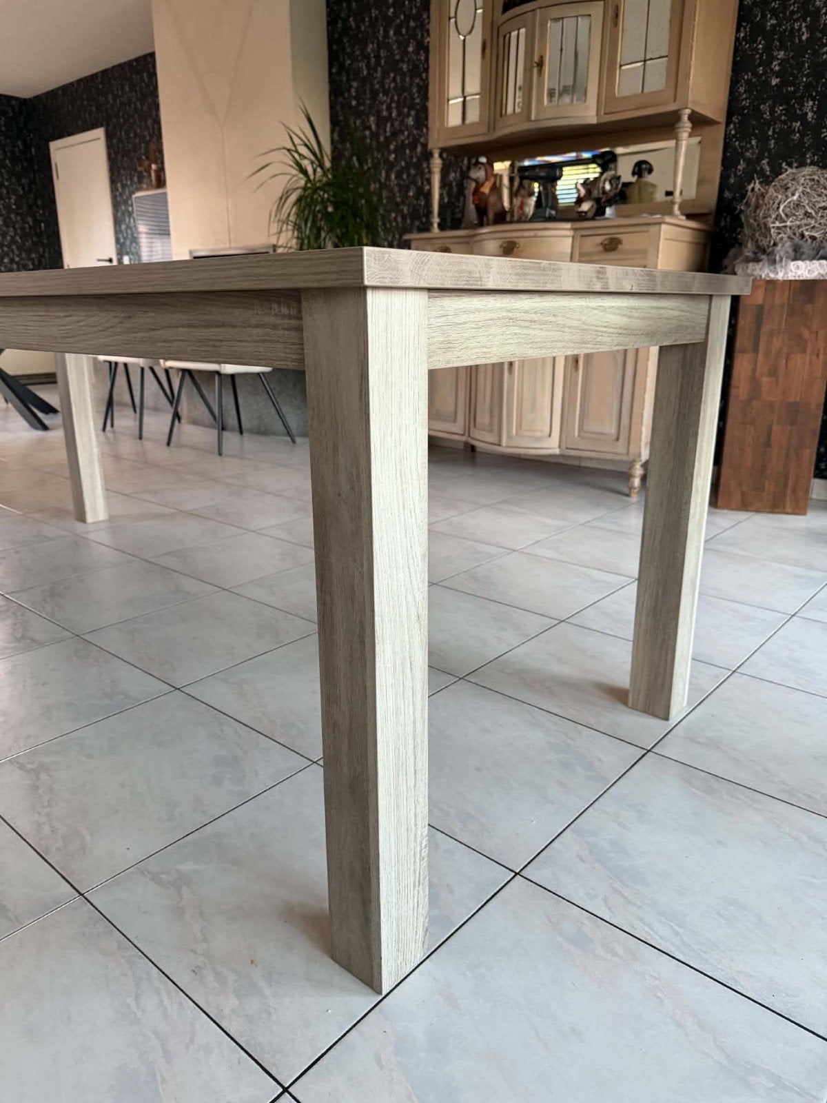 Tafel met 6 lederen stoelen, Ophalen, Gebruikt