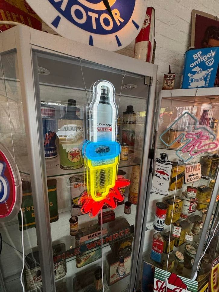 Vintage Neon Spark Plug Reclamebord - Garage Decoratie, Autos : Divers, Accessoires de voiture