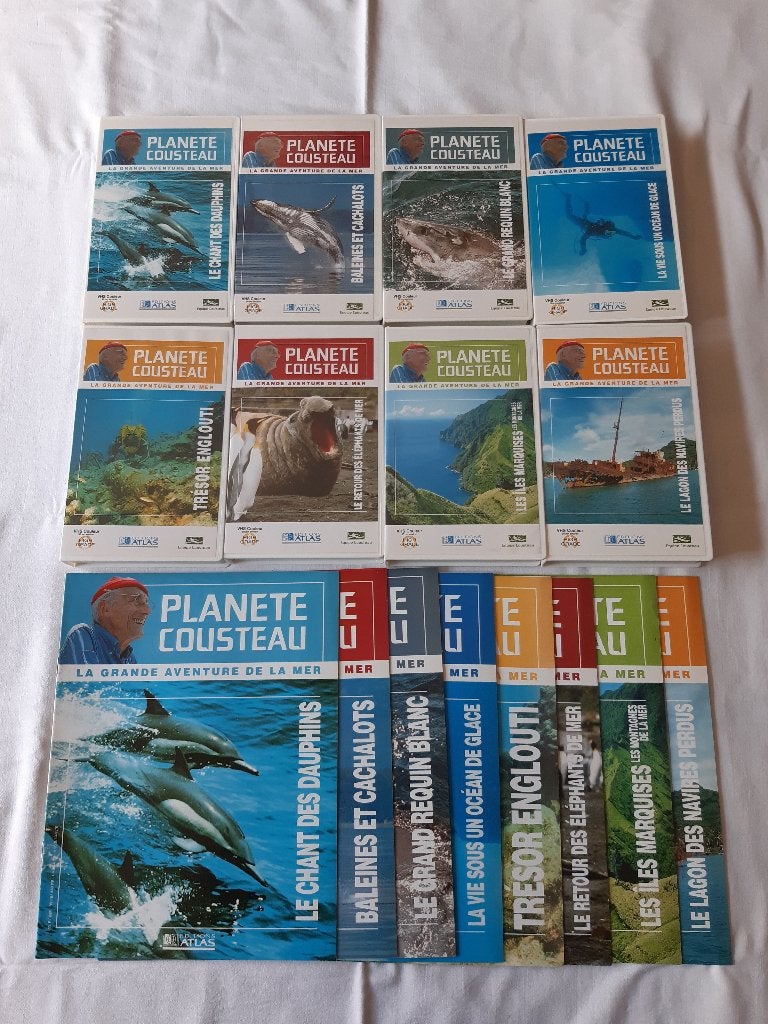 Lot de 8 cassettes vidéo Planète Cousteau, Tous les âges, Enlèvement, Documentaire