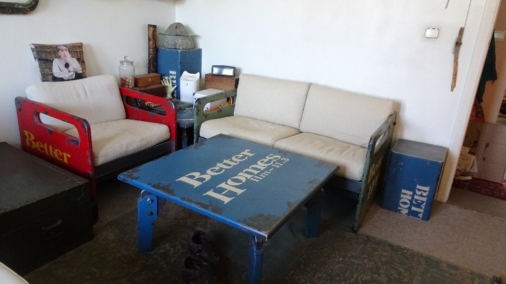 Ensemble de meubles vintage « industriel lourd » rare, Enlèvement, Utilisé, Vintage steel look  compact  2000 loft-design, Bois