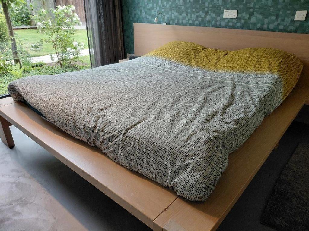Bed, Huis en Inrichting, Slaapkamer | Bedden, Ophalen, Bruin, Tweepersoons, Zo goed als nieuw