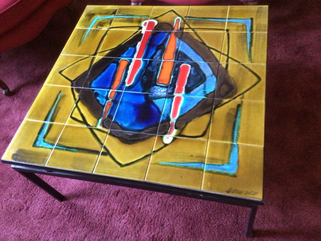 Vintage salontafel, Huis en Inrichting, Tafels | Salontafels, Ophalen, Gebruikt, 50 tot 100 cm, Vierkant
