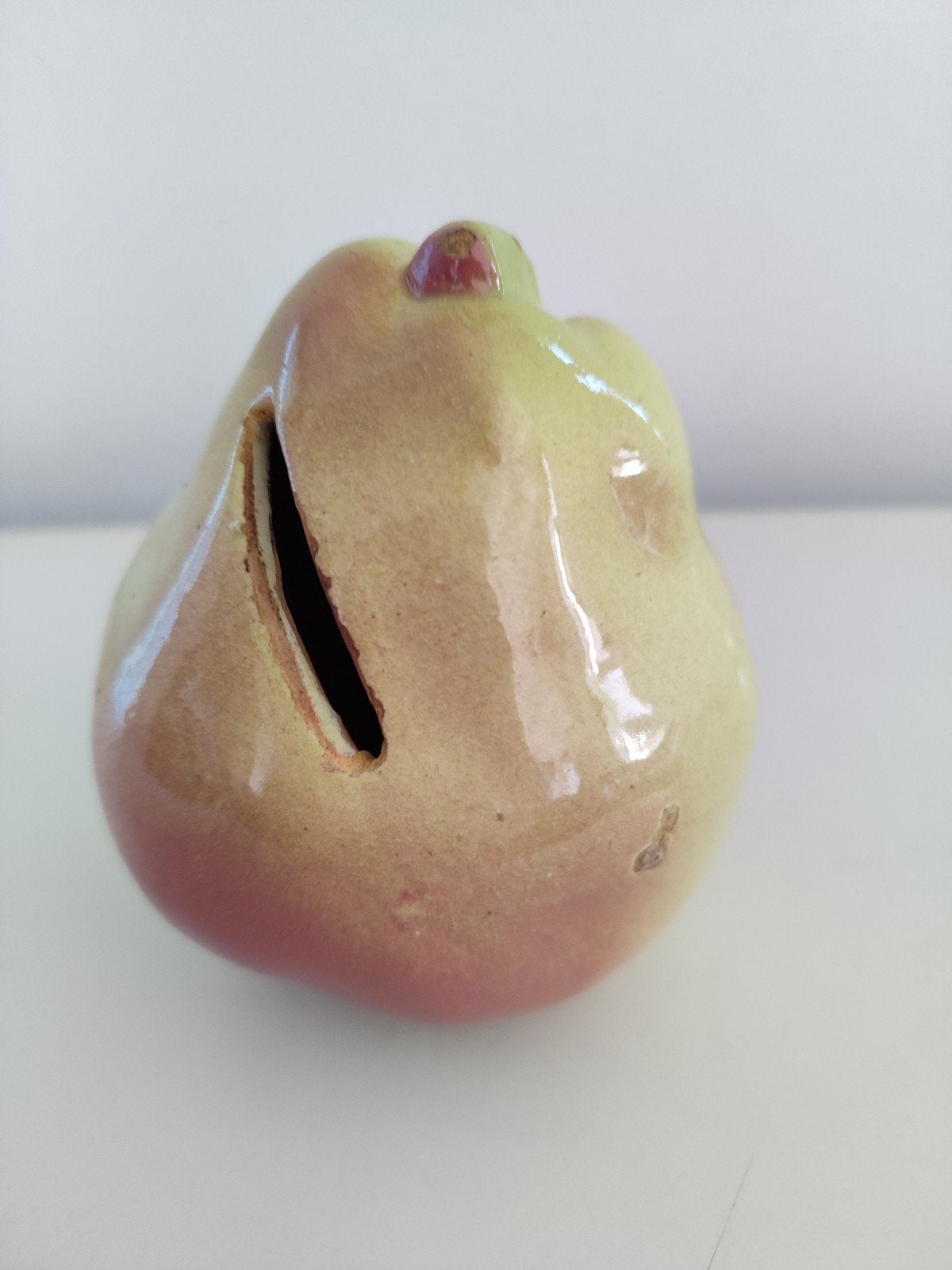 Oude keramiek spaarpot PEER handgeschilderd Frans majolica, Ophalen of Verzenden