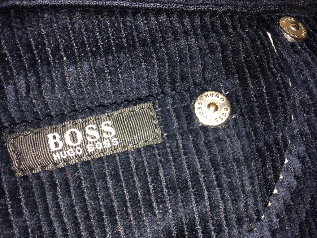 Pantalon velours Boss 35-32, Ophalen, Gedragen, Blauw, Boss