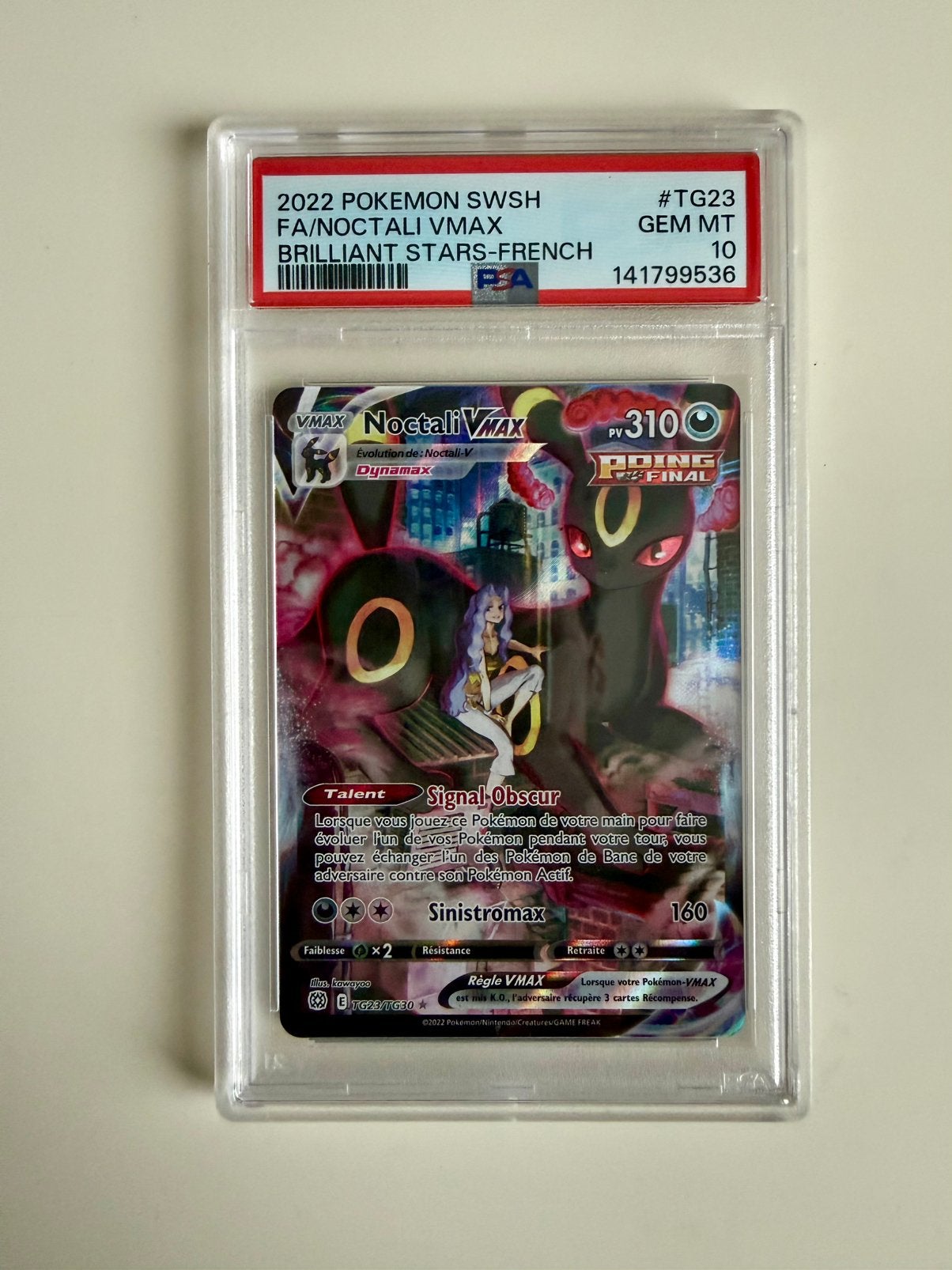 Pokémon TCG Noctali Tg23/Tg30 Full Art Alt EB9 - FR PSA 10, Enlèvement ou Envoi, Neuf, Cartes en vrac, Foil