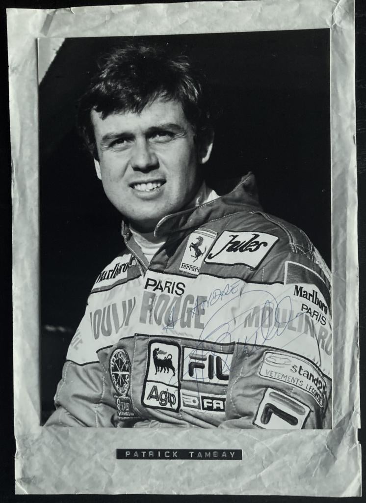 Foto met handtekening Patrick Tambay, Ferrari outfit, Verzenden, Gebruikt, Formule 1