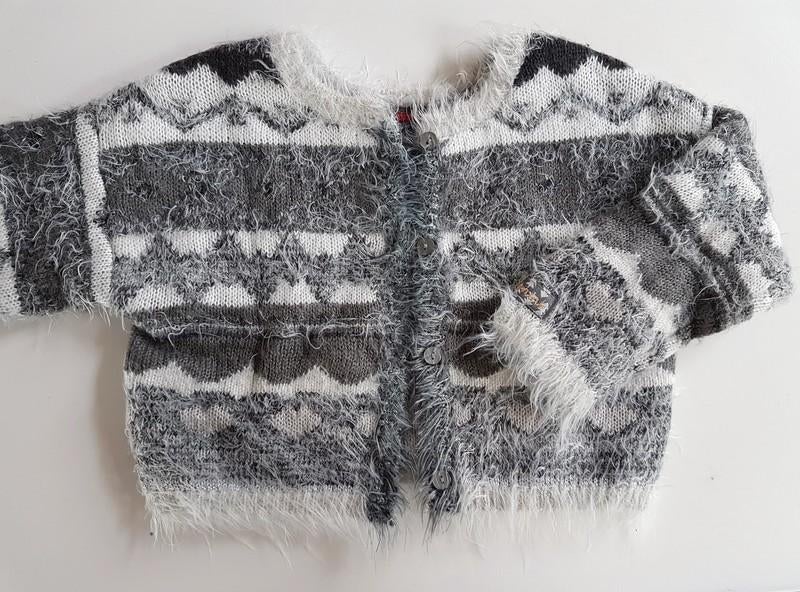 CATIMINI - Gilet/pull blanc et gris- T.18 mois/80 cm, Catimini, Enlèvement ou Envoi, Pull ou Veste, Utilisé