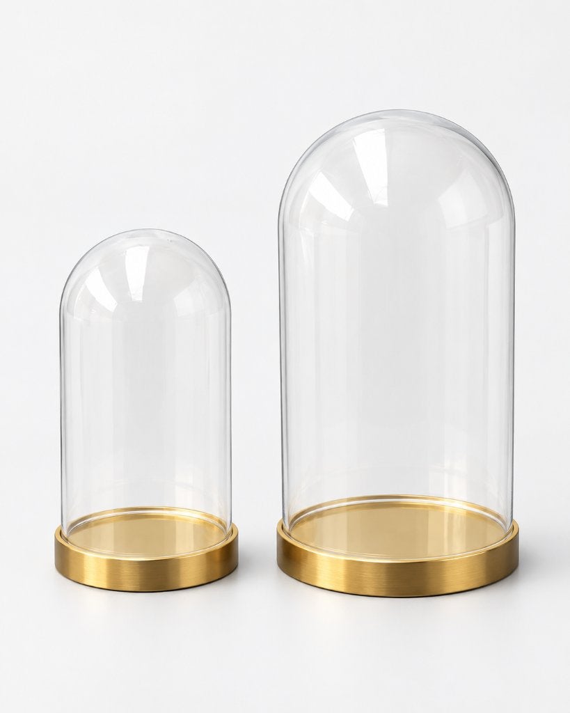 Glazen stolpen met gouden voet – 2 maten – meerdere stuks, 14 cm, Avec plateau, Enlèvement, Verre
