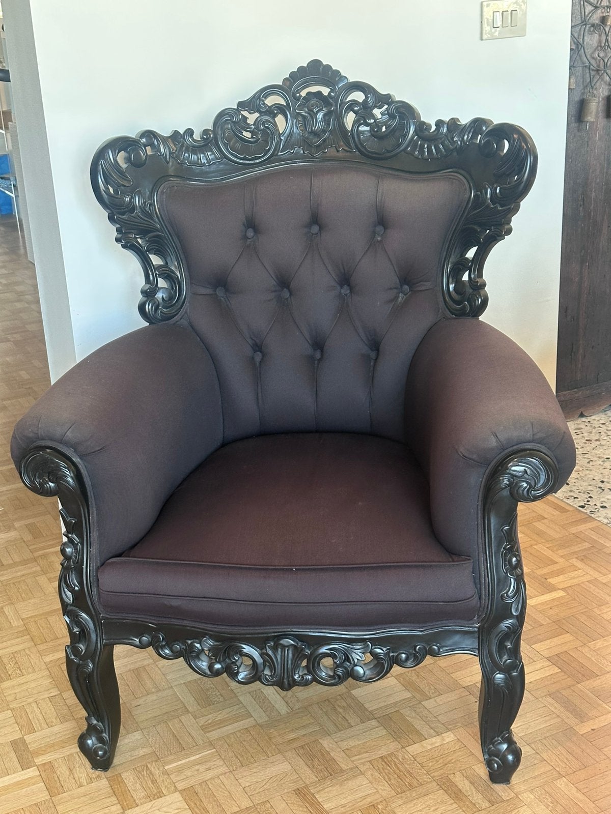 Fauteuil relax de salon, noir, Enlèvement, Utilisé, Bois