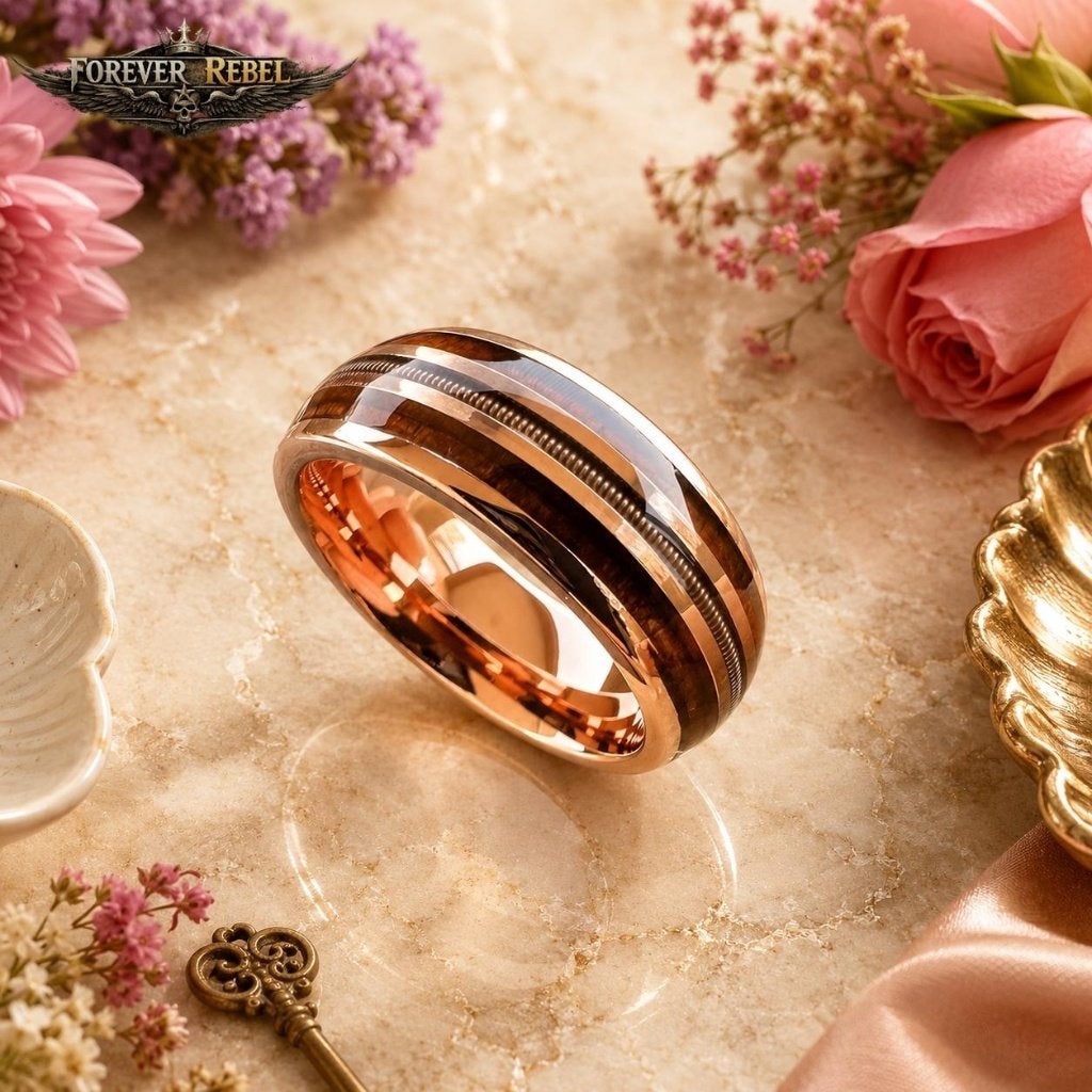 Wolfraam Trouwringen Auric Timber - Diverse Maten, Handtassen en Accessoires, Ringen, Overige materialen, Overige kleuren, Verzenden