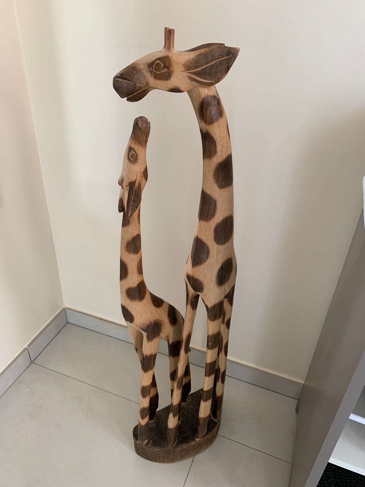 Girafes en bois, Mammifère, Sur socle, Afrique, Bois