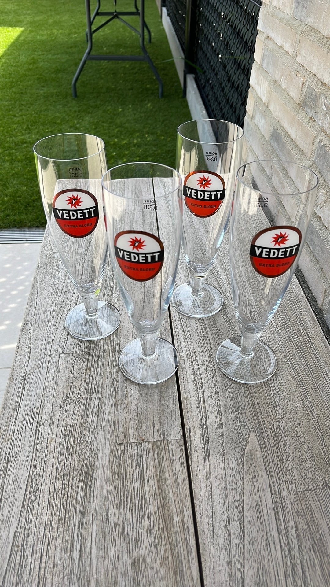 4 Vedettglazen 33 cl, Verzamelen, Biermerken, Ophalen of Verzenden, Zo goed als nieuw, Duvel
