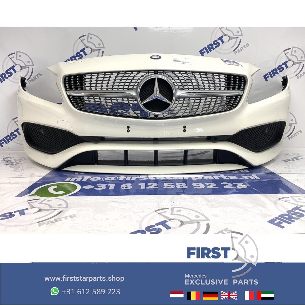 W176 FACELIFT AMG Voorbumper WIT Mercedes A Klasse 2018 comp, Gebruikt, -, Voor, Ophalen of Verzenden