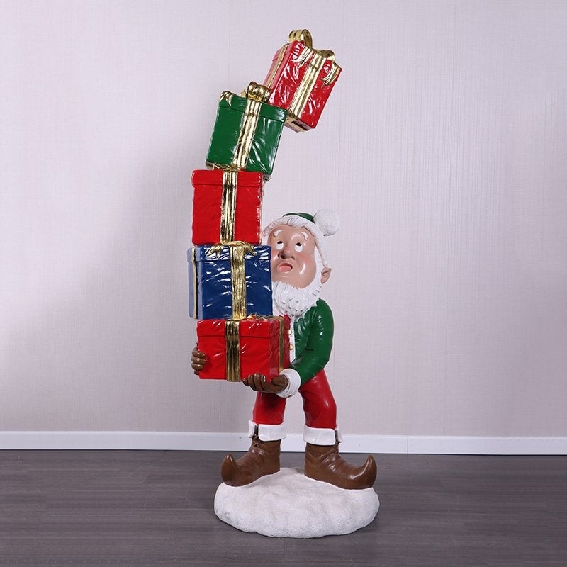 Elf met cadeau, hoogte 178 cm