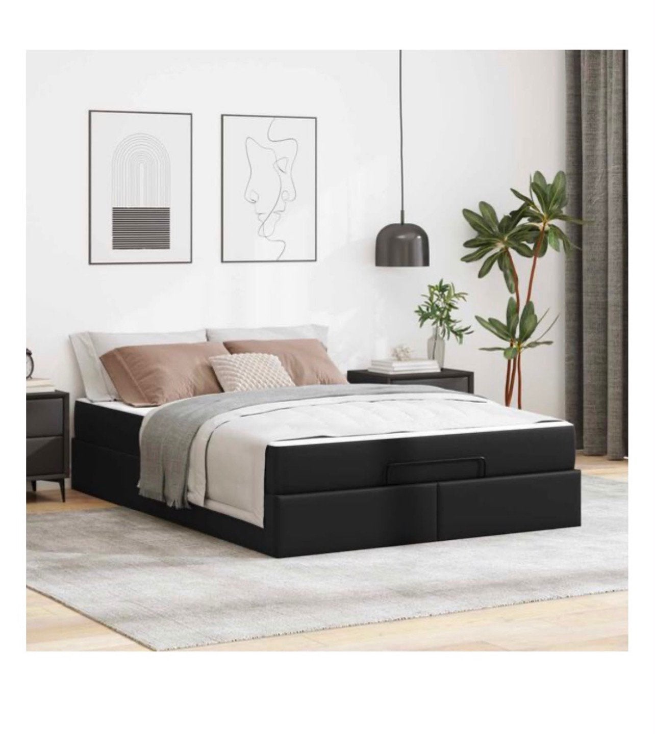 Bed zwart 140x200 nieuw, Neuf, Avec box, 140 cm, Enlèvement