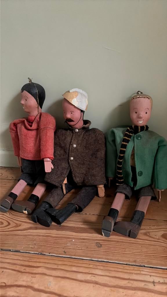 Hergé, marionnettes Quick, Flupke et agent 15, Verzamelen, Ophalen of Verzenden, Kuifje, Gebruikt, Overige typen