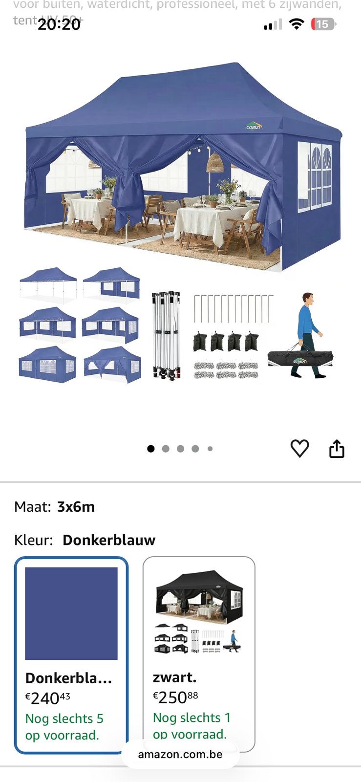 Partytent 6x3 opvouwbaar, Tuin en Terras, Partytenten, Ophalen, Zo goed als nieuw, Partytent, Opvouwbaar