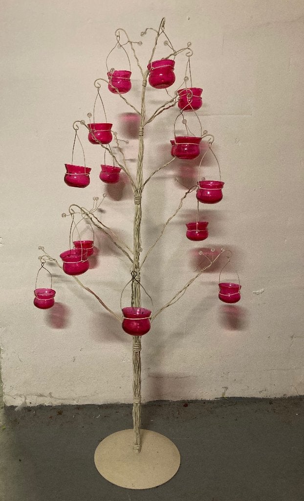 Metalen boom - kerstboom voor theelichtjes, Huis en Inrichting, Ophalen of Verzenden, Zo goed als nieuw, Crème, Metaal