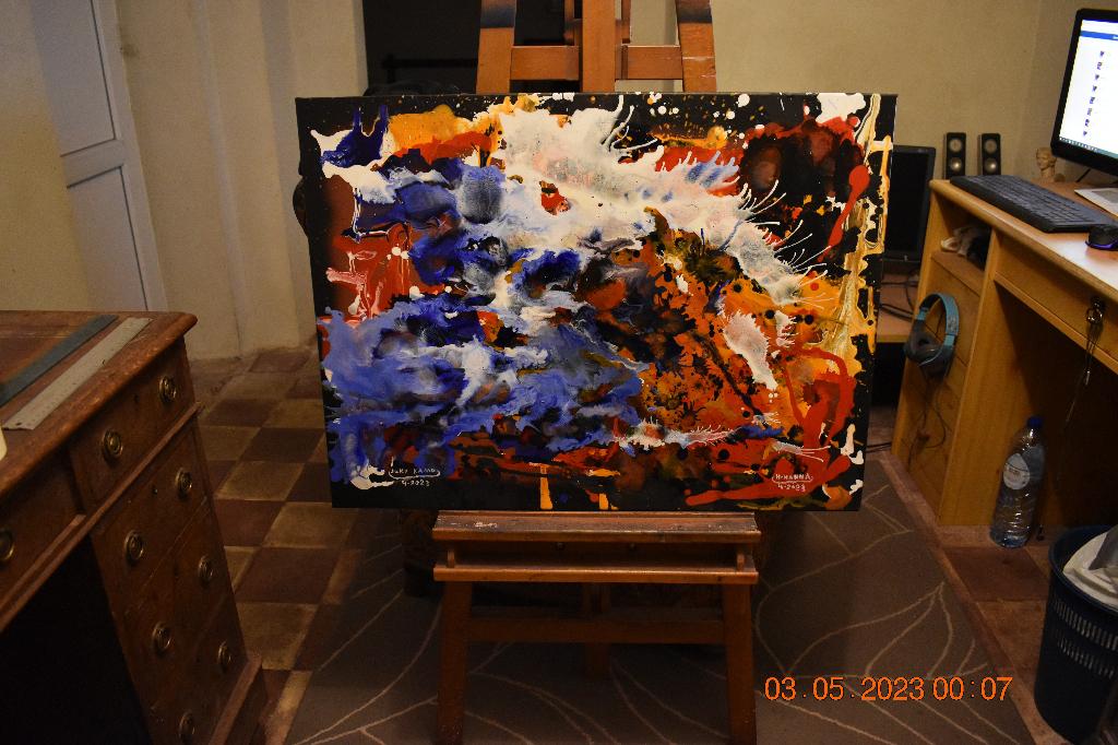 Serie nr. 16 over abstracte schilderijen, door joky kamo, Antiek en Kunst, Ophalen, Olieverf, Abstract