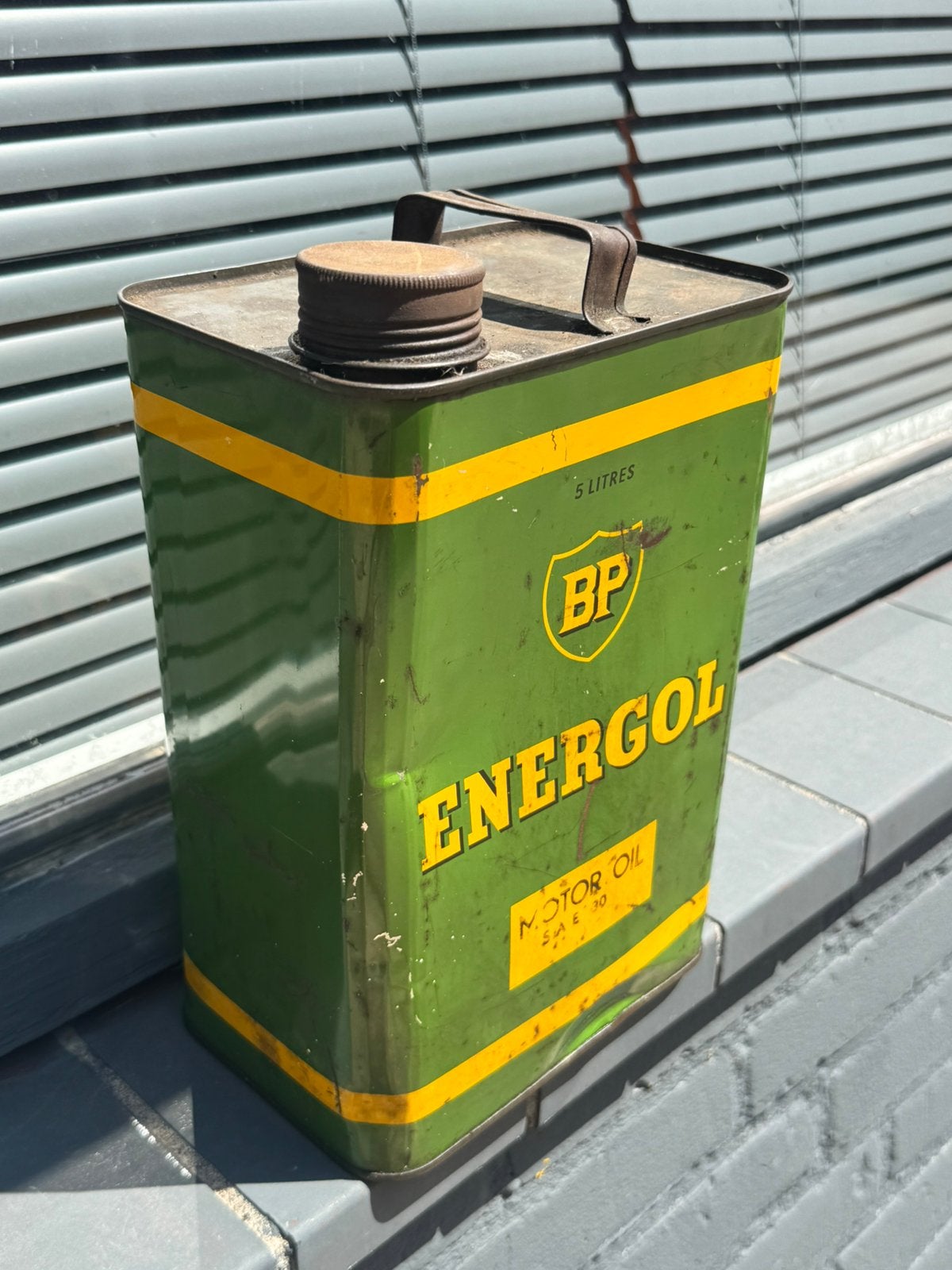 BP Energol 5 Liter olie blik, Verzamelen, Ophalen of Verzenden, Gebruikt, Overige, Overige merken