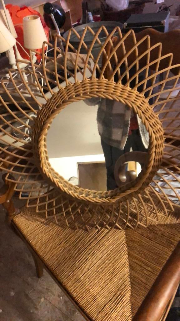 Vintage spiegel met een diameter van 55 cm, Ophalen, Zo goed als nieuw