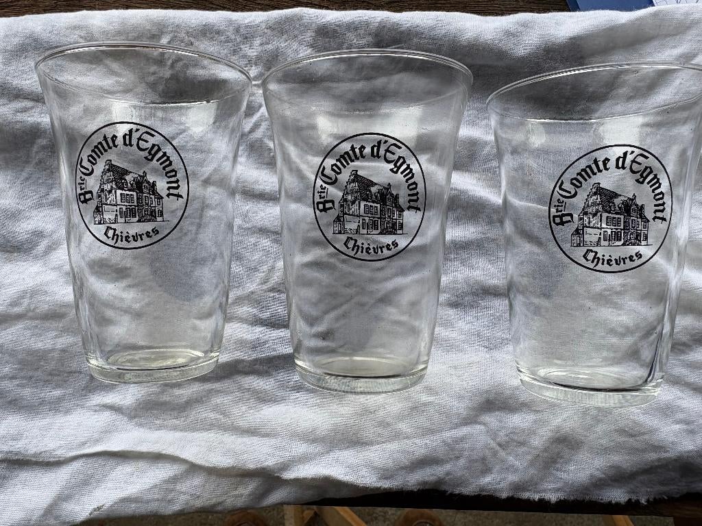 Brasserie Comte d'Egmont, Chièvres (5 verres), Collections, Enlèvement ou Envoi, Utilisé, Verre ou Verres, Autres marques