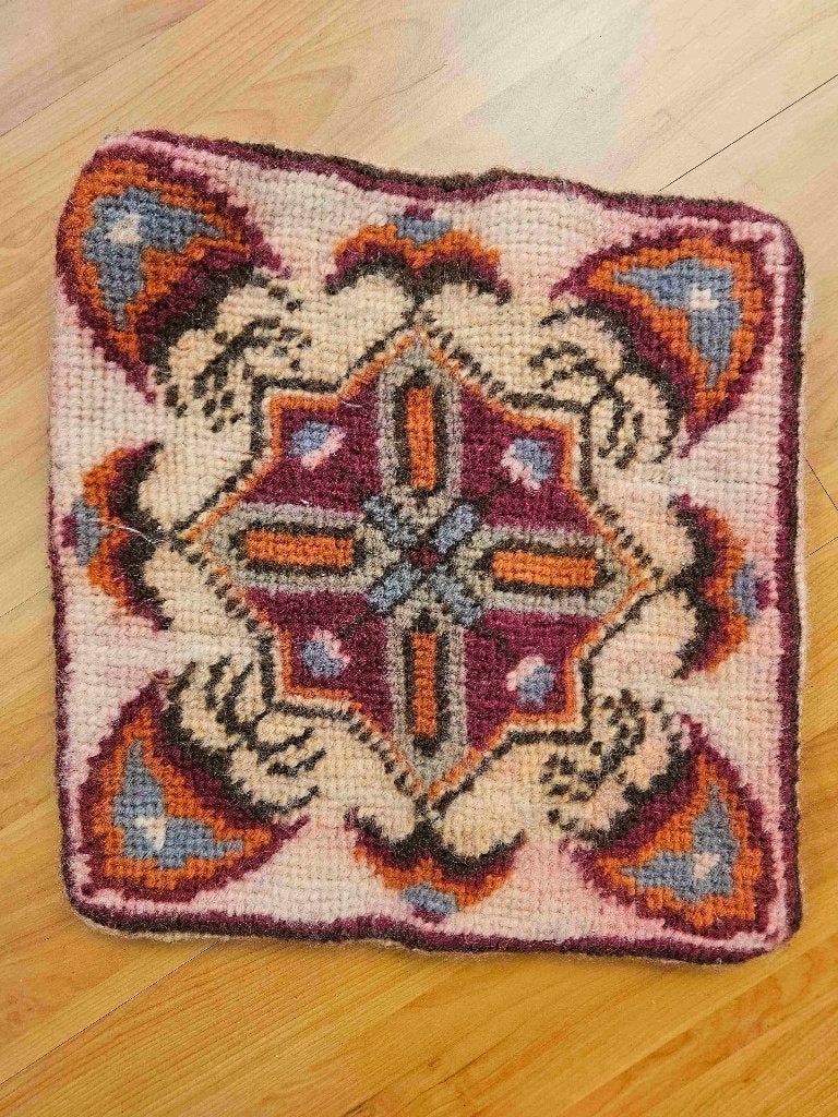 Retro Gehaakt kussen 36/36 cm, Verzenden, Gebruikt, Overige kleuren, Vierkant