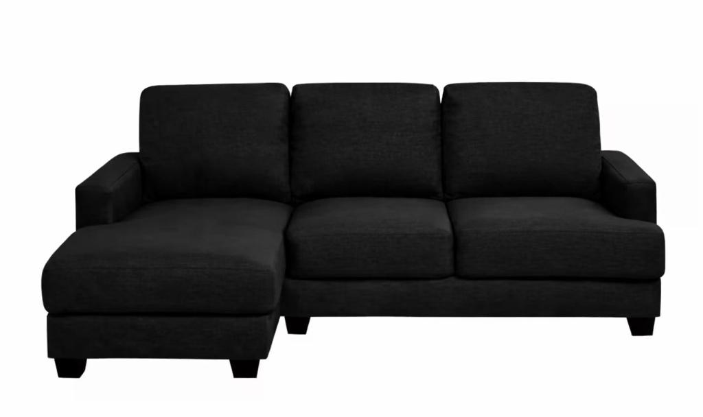 Canapé Noir, Maison & Meubles, Canapés | Salons, Utilisé, Banc d'angle, Trois personnes, 200 à 250 cm, 75 à 100 cm, Bois, Tissus