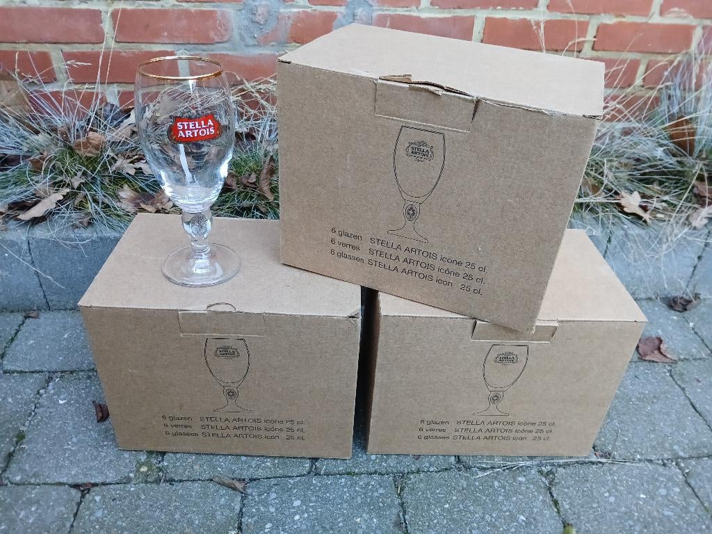 Stella Artois, bolle glazen van 25cl, 18 stuks, Verzamelen, Ophalen, Stella Artois
