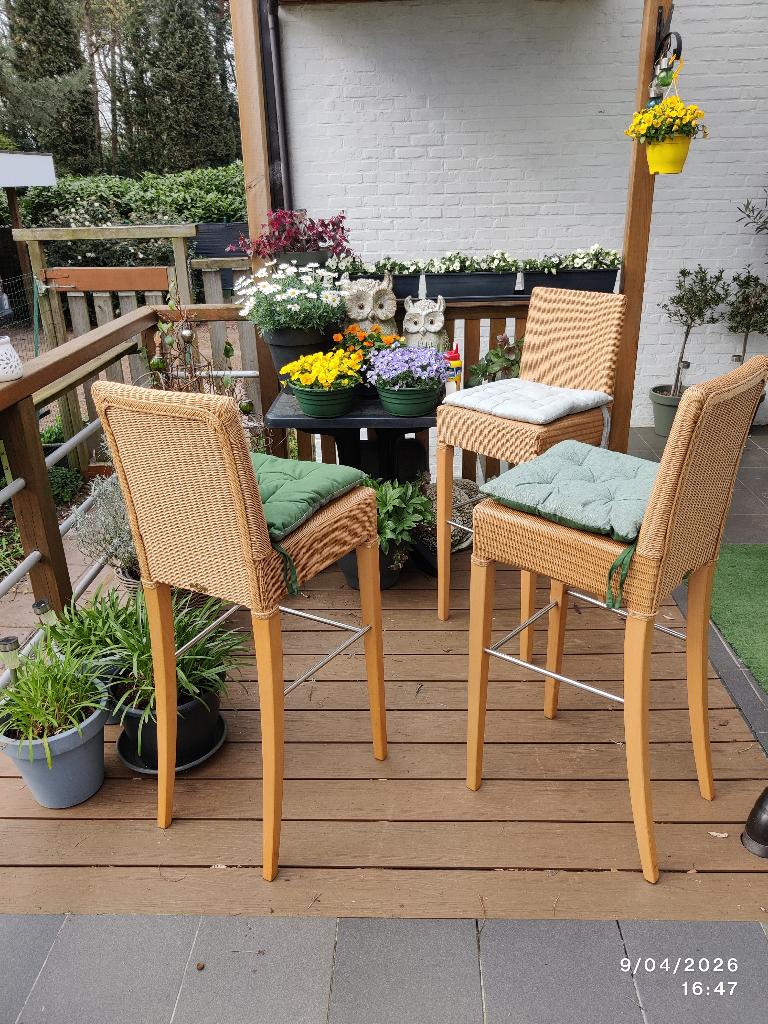 3 barstoelen Vincent Sheppard, Maison & Meubles, Tabourets de bar, 90 cm ou plus, Enlèvement, Utilisé, Osier
