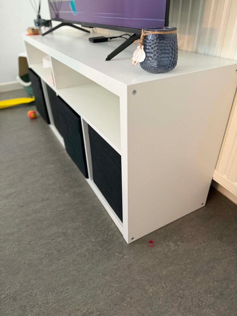 witte tv kast, Ophalen, 100 tot 150 cm, Witte tv kast, Zo goed als nieuw