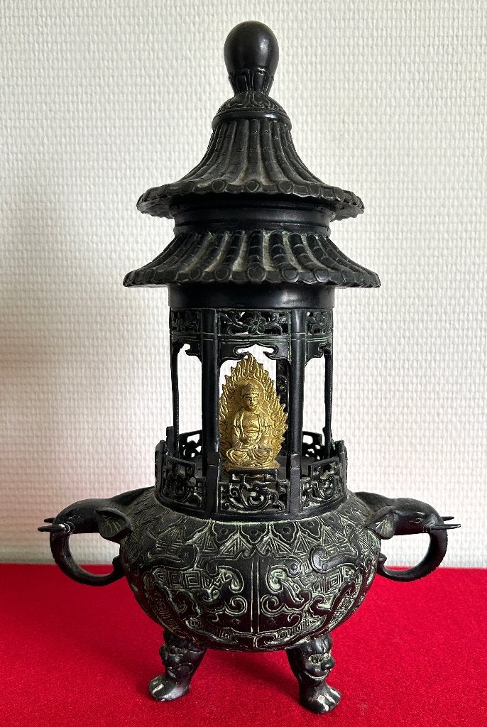 Rare Brûleur d'encens en Bronze - Chine 1950, Antiquités & Art, Art | Art non-occidental, Enlèvement ou Envoi, Chine, Bronze, Objet rituel