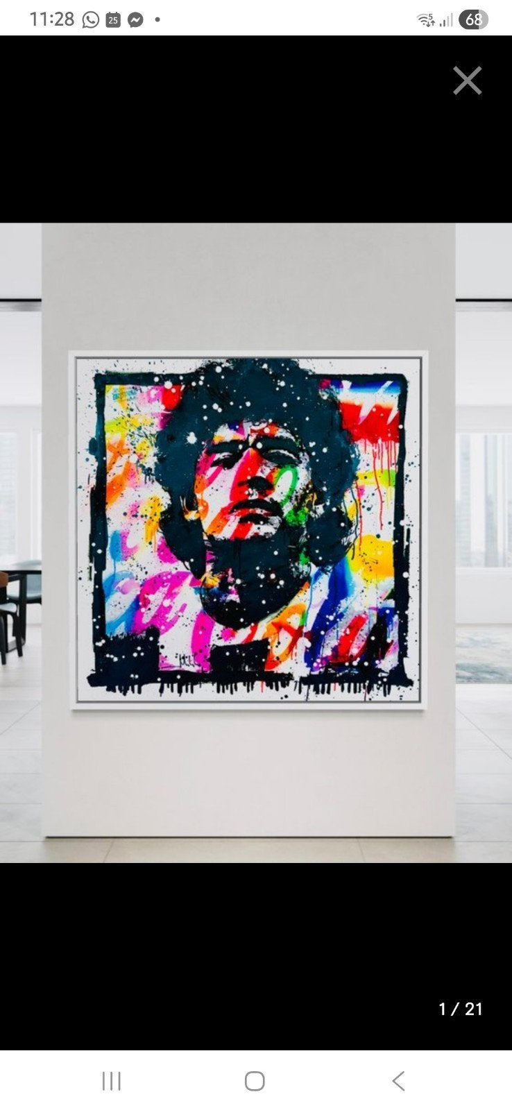 Mikko (Spanje) - Pop art -Maradonna on Coca-Cola pattern COA, Ophalen of Verzenden