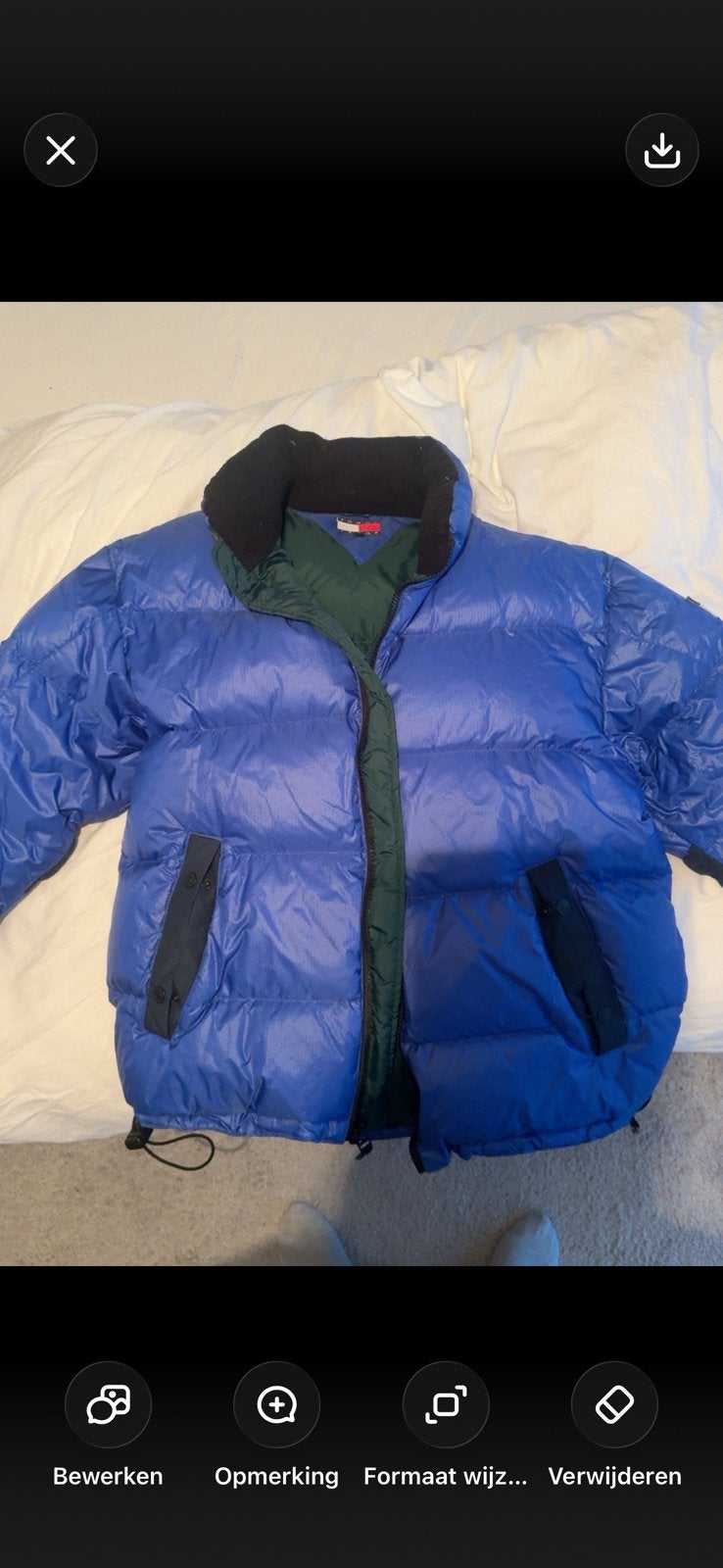 Unieke vintage jas Tommy hilfiger, Ophalen, Zo goed als nieuw, Overige maten, Blauw