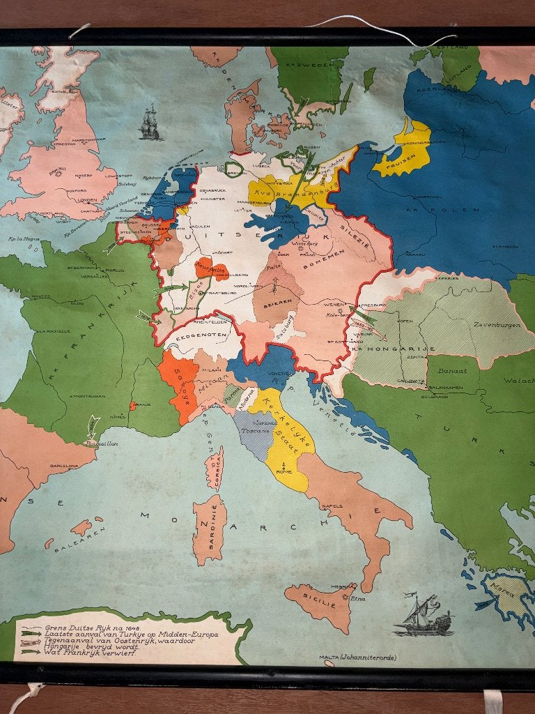 oude schoolkaart geschiedenis, Antiek en Kunst, Ophalen of Verzenden, Geschiedenis