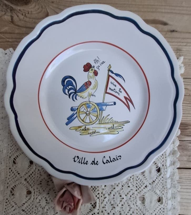 Vintage Franse revolutie wandbord met haan en kanon, Ophalen of Verzenden